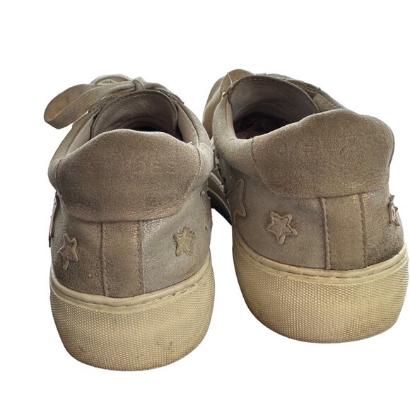 J/SLIDES Star Sneakers Size 8.5 Gold Metallic Leather Lace-up Platform - Picture 5 of 11